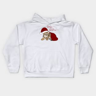 Cute Christmas Kitten in Santa Hat Kids Hoodie